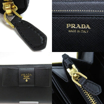 PRADA SAFFIANO FLOCCO Saffiano Wallet Black Size ONE SIZE