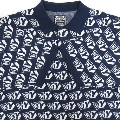 wasted youth Knit Short Sleeve Polo Navy Size XL