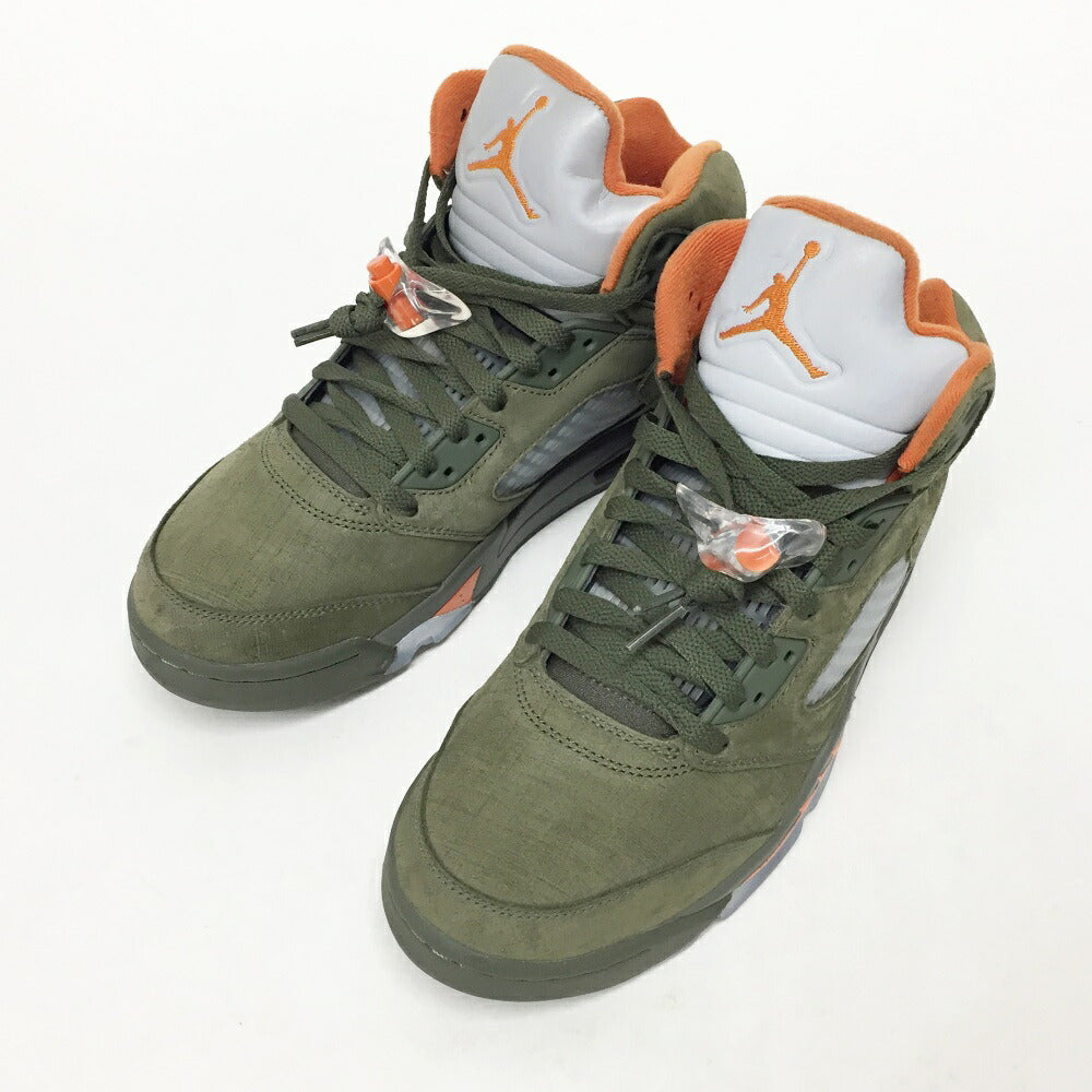 NIKE Air Jordan 5 Retro Olive Orange Multi Sneakers Size 8