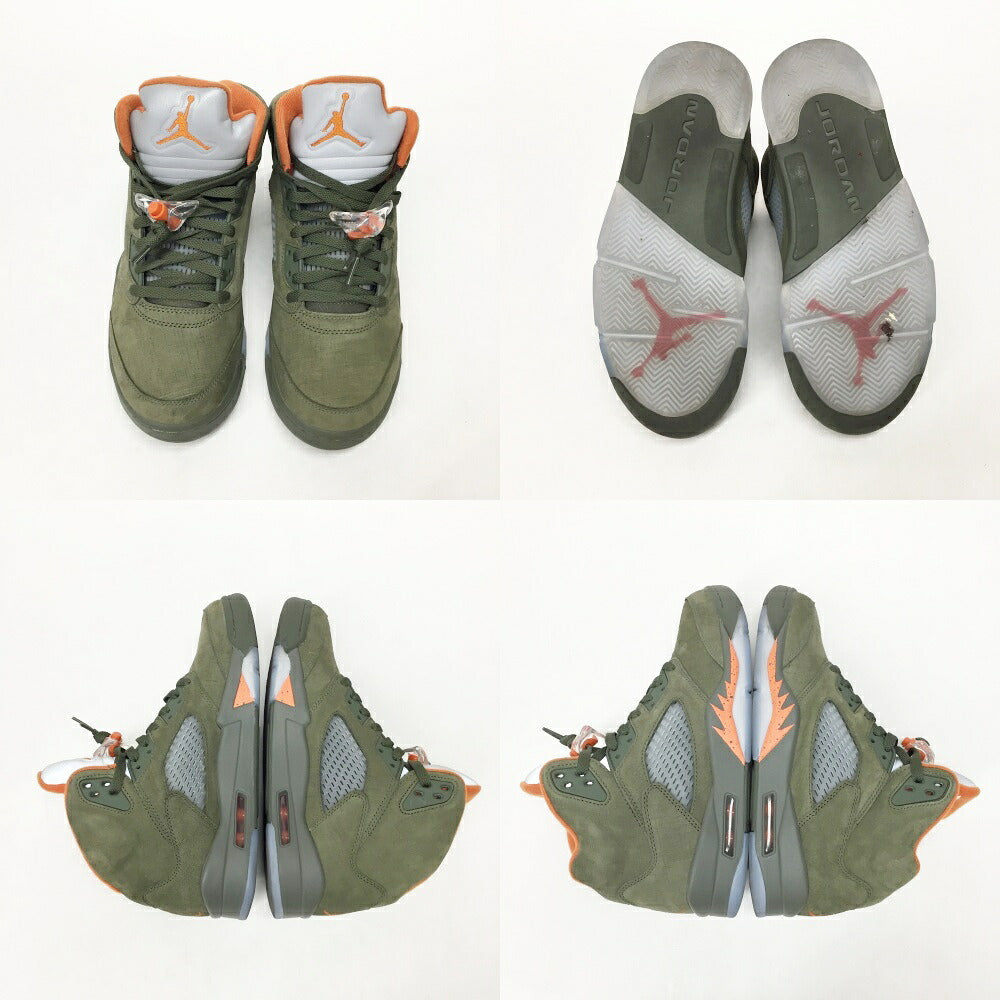 NIKE Air Jordan 5 Retro Olive Orange Multi Sneakers Size 8