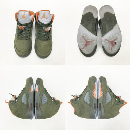NIKE Air Jordan 5 Retro Olive Orange Multi Sneakers Size 8