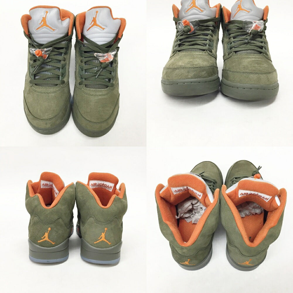 NIKE Air Jordan 5 Retro Olive Orange Multi Sneakers Size 8