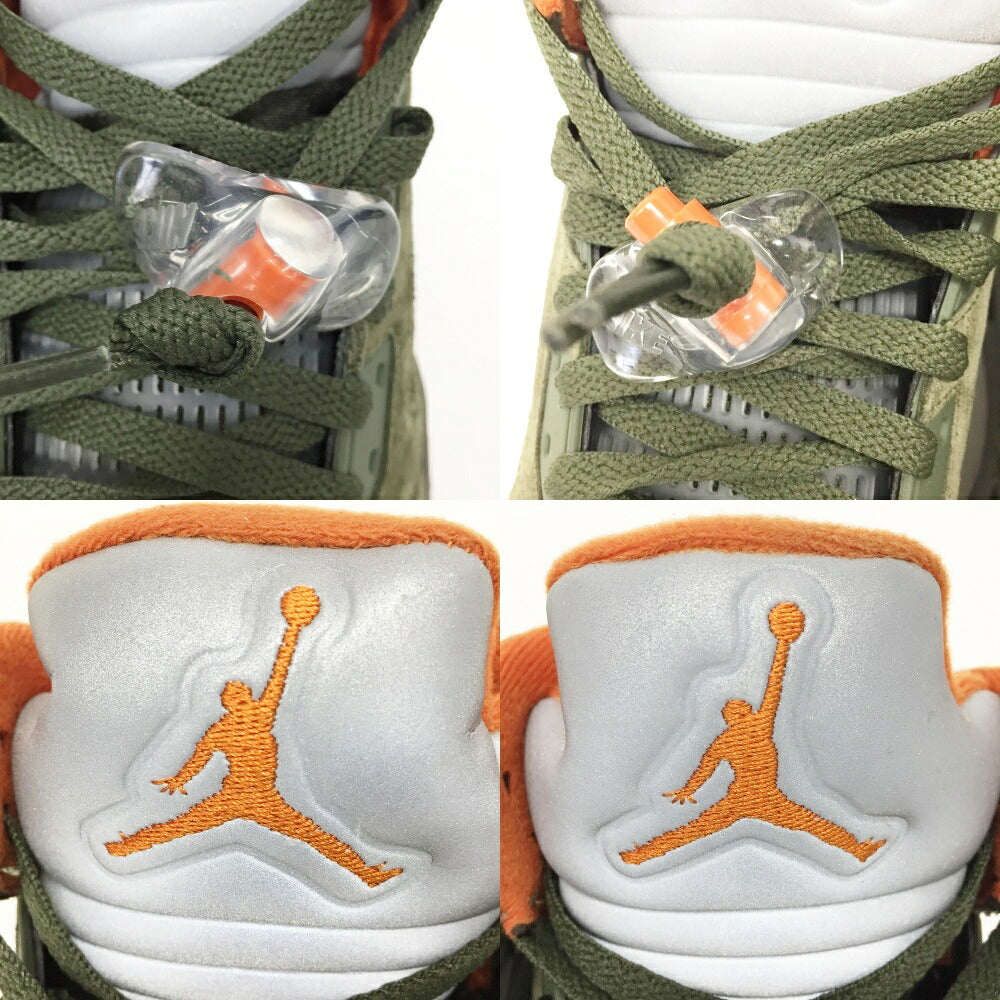 NIKE Air Jordan 5 Retro Olive Orange Multi Sneakers Size 8