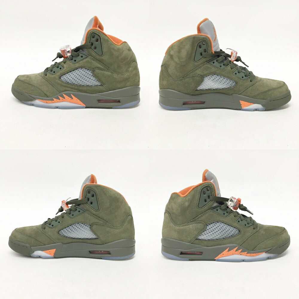 NIKE Air Jordan 5 Retro Olive Orange Multi Sneakers Size 8