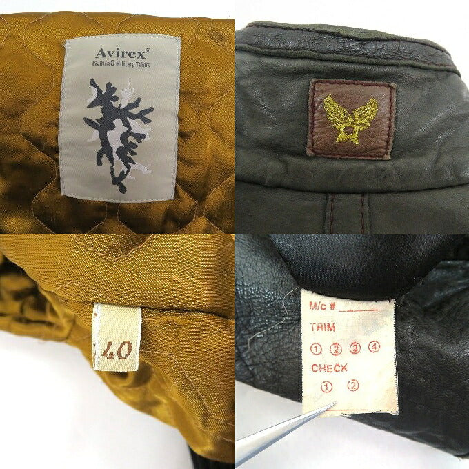 AVIREX 90s Italian Sheepskin Leather Jacket Green Size 40