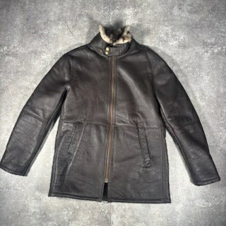 WIND ARMOR Brown Shearling Leather Coat Size XL