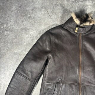 WIND ARMOR Brown Shearling Leather Coat Size XL
