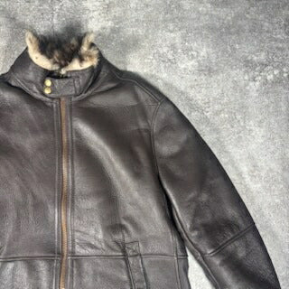WIND ARMOR Brown Shearling Leather Coat Size XL