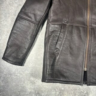 WIND ARMOR Brown Shearling Leather Coat Size XL