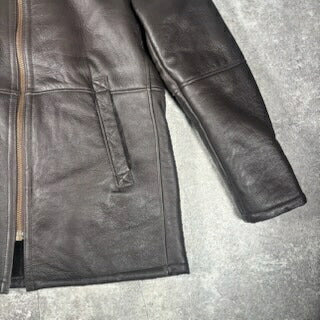 WIND ARMOR Brown Shearling Leather Coat Size XL