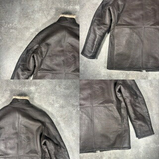WIND ARMOR Brown Shearling Leather Coat Size XL