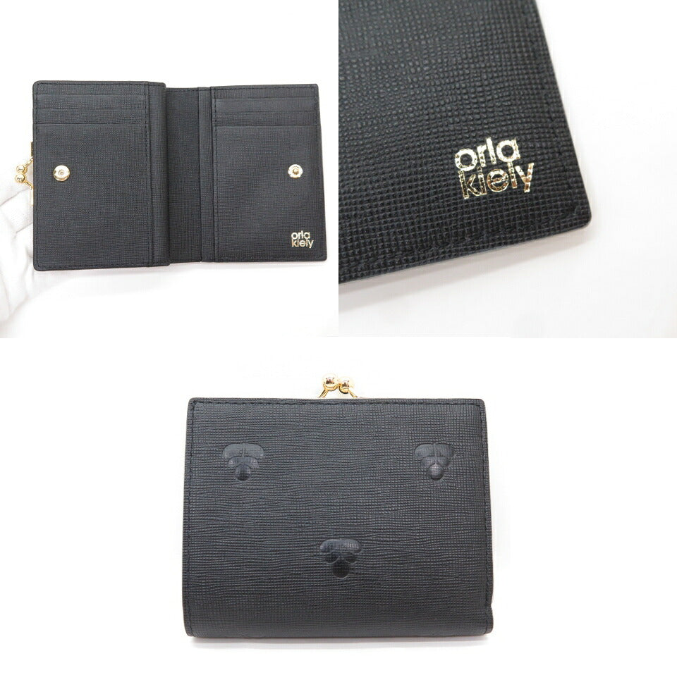 Orla Kiely Black Stem Embossed Clasp Wallet Size ONE SIZE