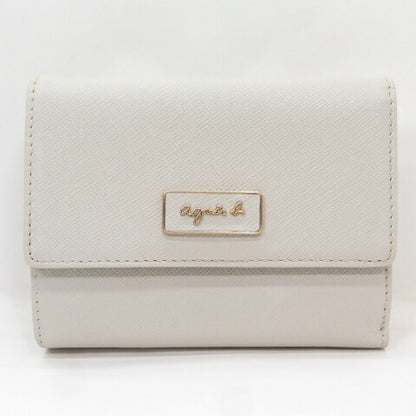 QAW agnes b. Leather Tri-Fold Light Gray Wallet Size ONE SIZE