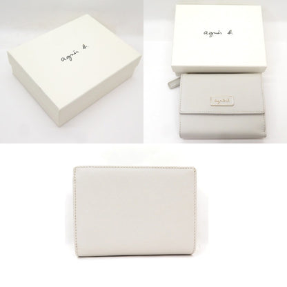 QAW agnes b. Leather Tri-Fold Light Gray Wallet Size ONE SIZE