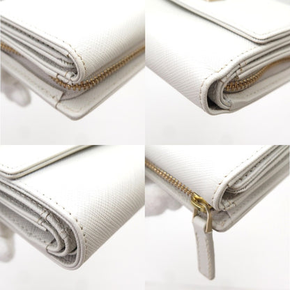 QAW agnes b. Leather Tri-Fold Light Gray Wallet Size ONE SIZE