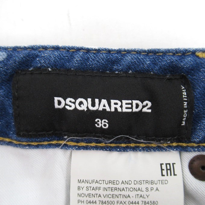 DSQUARED2 Cropped Tie-Dye Denim Jeans Indigo Size 36