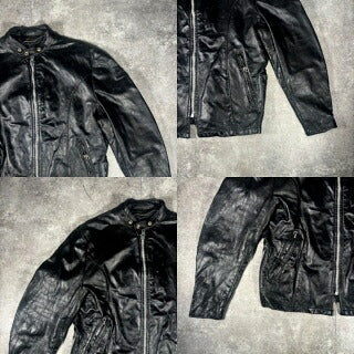 Vintage 70s Black Leather Single Rider Jacket USA Size 44