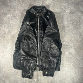 Vintage 70s Black Leather Single Rider Jacket USA Size 44