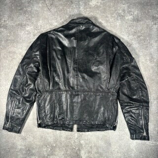 Vintage 70s Black Leather Single Rider Jacket USA Size 44