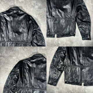 Vintage 70s Black Leather Single Rider Jacket USA Size 44
