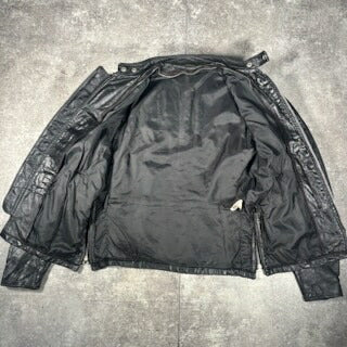 Vintage 70s Black Leather Single Rider Jacket USA Size 44