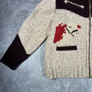 Unknown 60s Vintage Cowichan Zip Sweater Brown