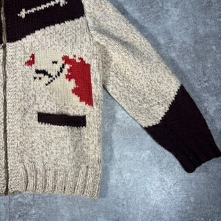 Unknown 60s Vintage Cowichan Zip Sweater Brown