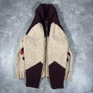 Unknown 60s Vintage Cowichan Zip Sweater Brown