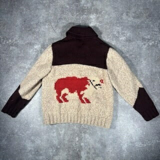 Unknown 60s Vintage Cowichan Zip Sweater Brown