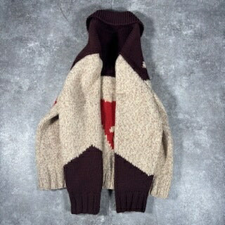 Unknown 60s Vintage Cowichan Zip Sweater Brown