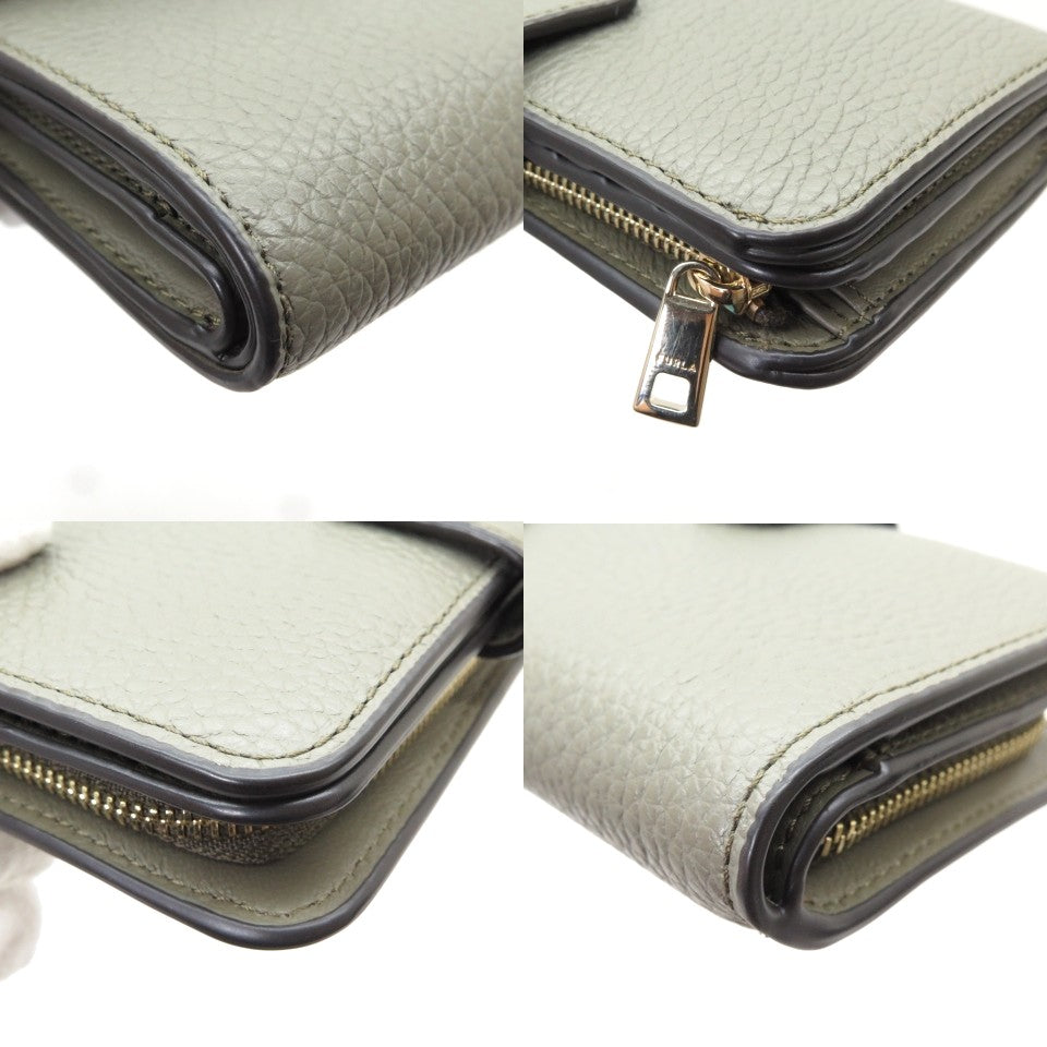 FURLA CAMELIA M Grain Leather Compact Wallet Size ONE SIZE