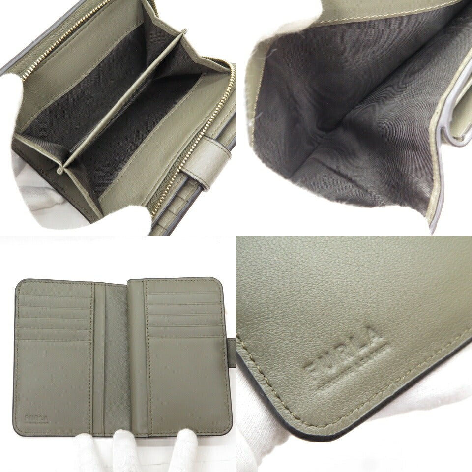 FURLA CAMELIA M Grain Leather Compact Wallet Size ONE SIZE
