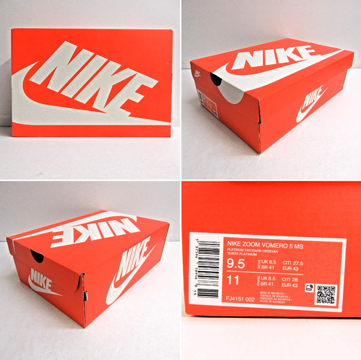 NIKE ZOOM VOMERO 5 Platinum Gray Sneakers Size 27.5cm