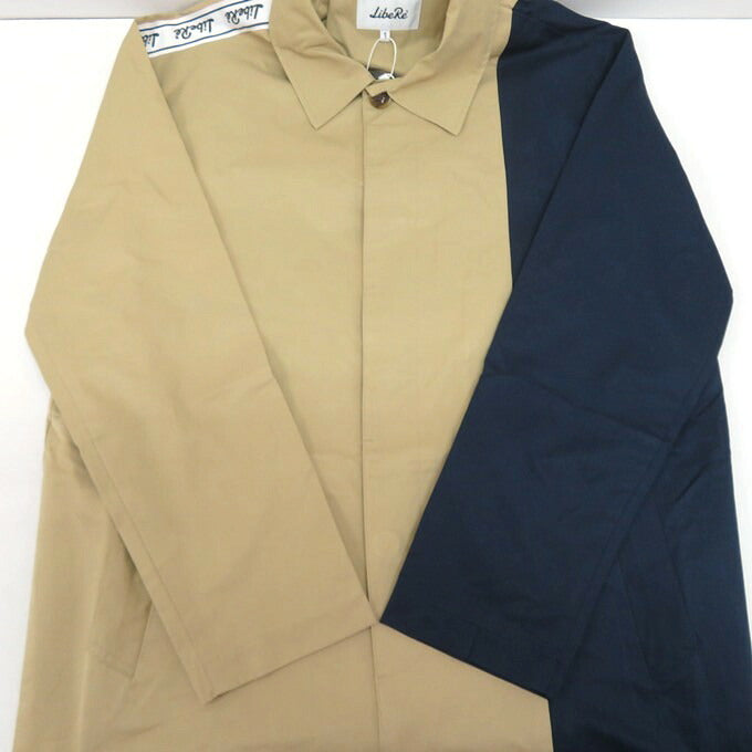 LIBERE Cut Mac Bicolor Coat Beige/Navy Size 1