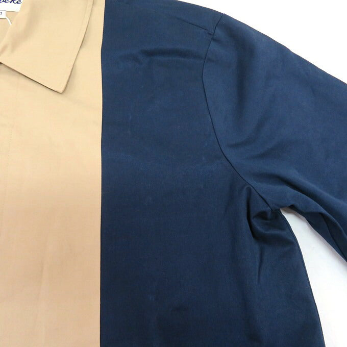 LIBERE Cut Mac Bicolor Coat Beige/Navy Size 1