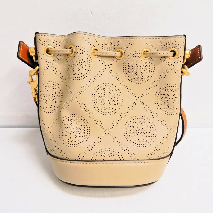 TORY BURCH T Monogram Perforated Bag Beige Size ONE SIZE