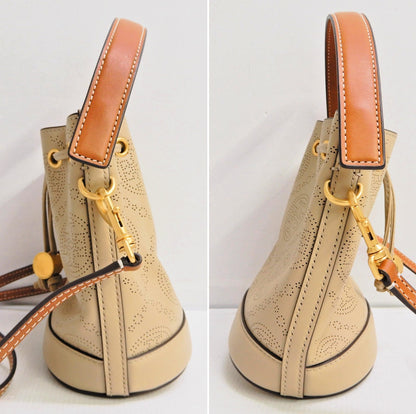 TORY BURCH T Monogram Perforated Bag Beige Size ONE SIZE