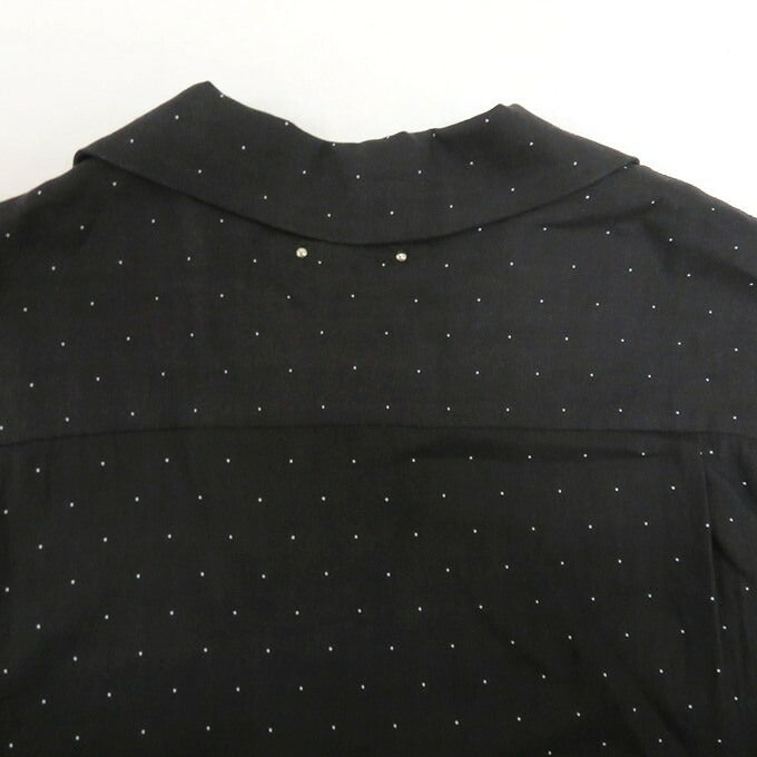 MINEDENIM Black Silk Dots Open Collar Shirt Size 1