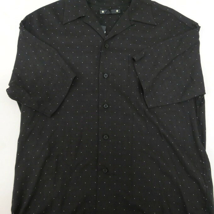 MINEDENIM Black Silk Dots Open Collar Shirt Size 1