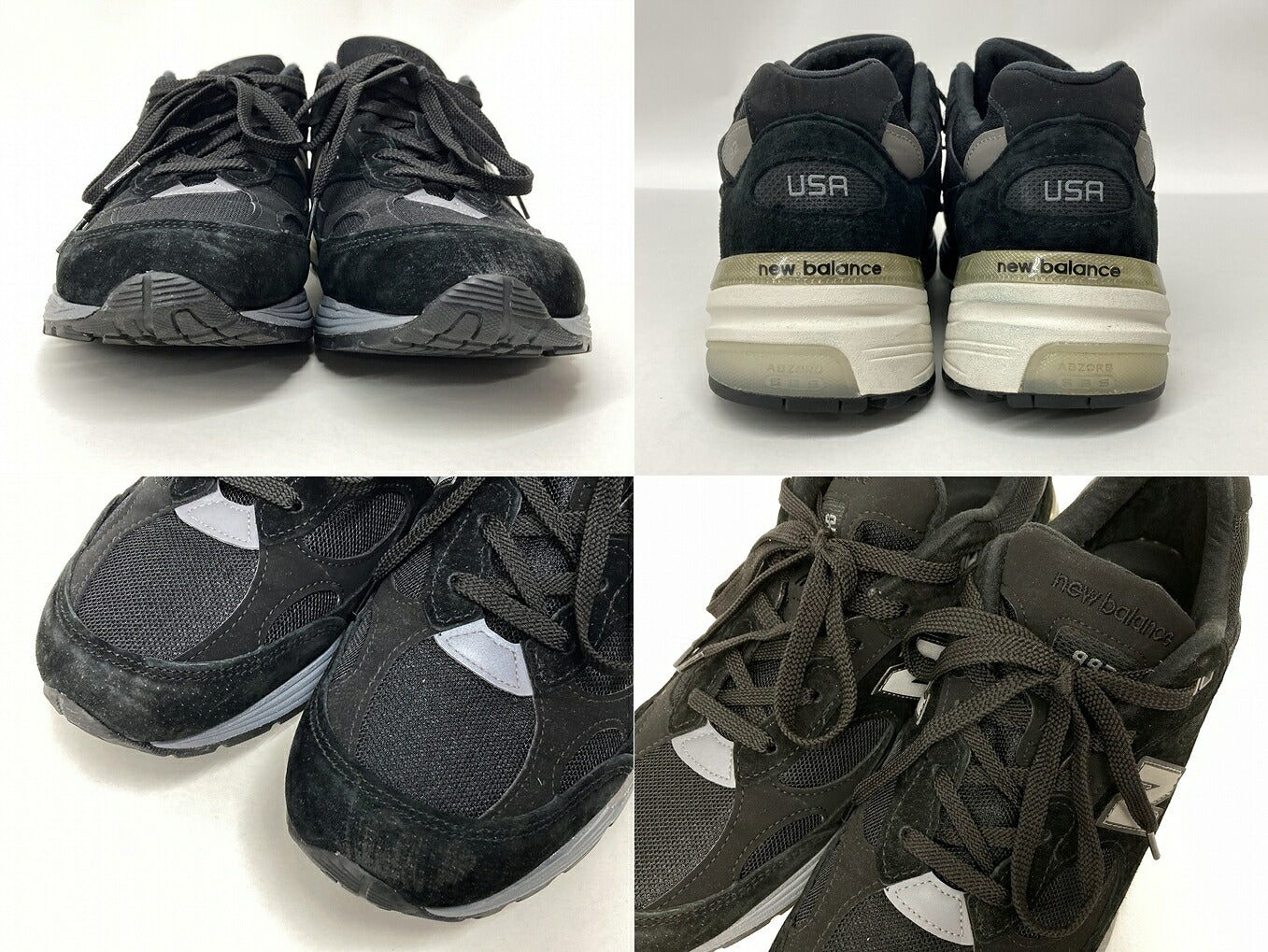New Balance M992BL Black Sneakers Size 29cm