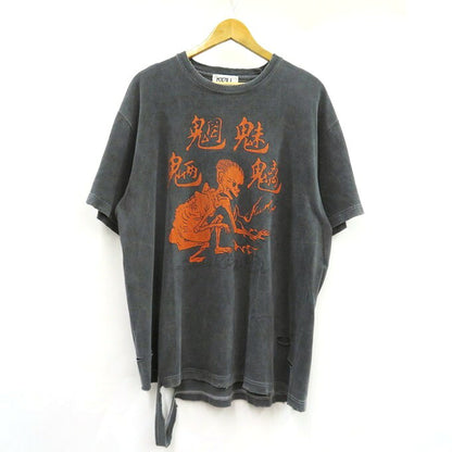 KIDILL LHP CHIMI MORYO Print T-Shirt Black Overdye Size XL