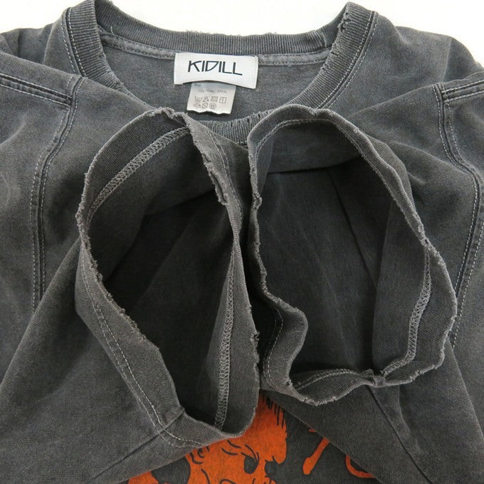KIDILL LHP CHIMI MORYO Print T-Shirt Black Overdye Size XL