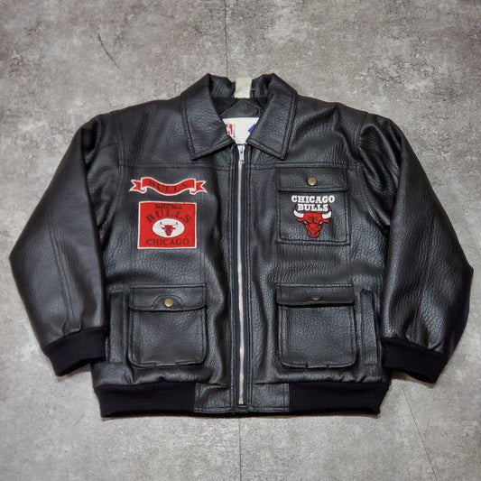 Vintage MIGHTY MAC SPORTS 90s Bulls Leather Jacket Size M