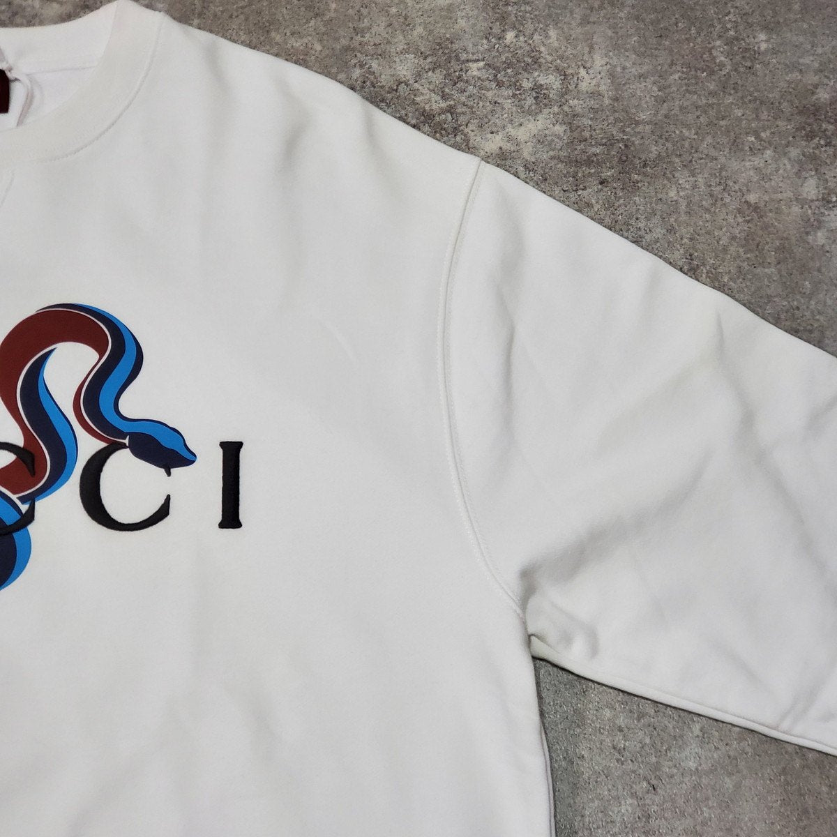 GUCCI 25SS Cotton Jersey Print White Italian Sweatshirt Size L