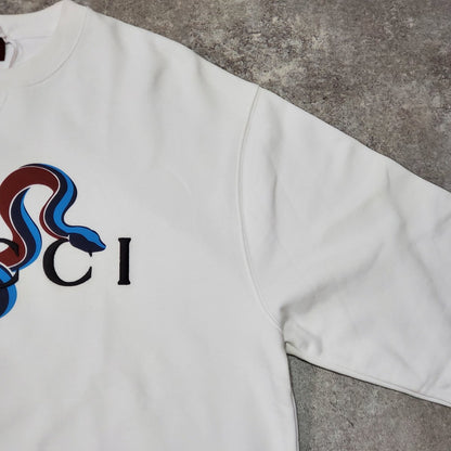 GUCCI 25SS Cotton Jersey Print White Italian Sweatshirt Size L