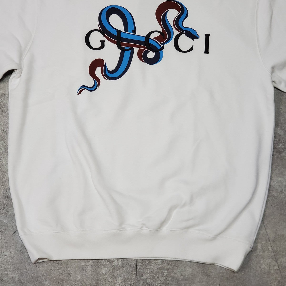 GUCCI 25SS Cotton Jersey Print White Italian Sweatshirt Size L