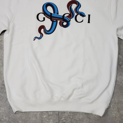 GUCCI 25SS Cotton Jersey Print White Italian Sweatshirt Size L