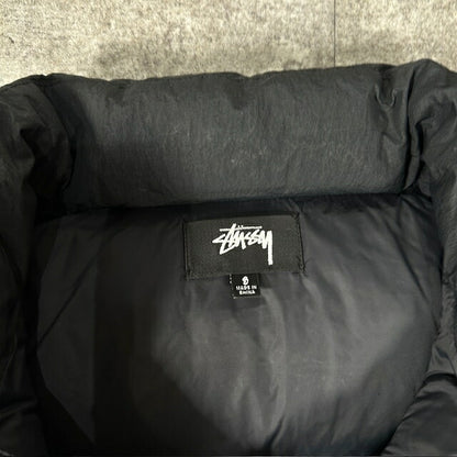 STUSSY Nylon Embroidered Logo Down Jacket Black Size S