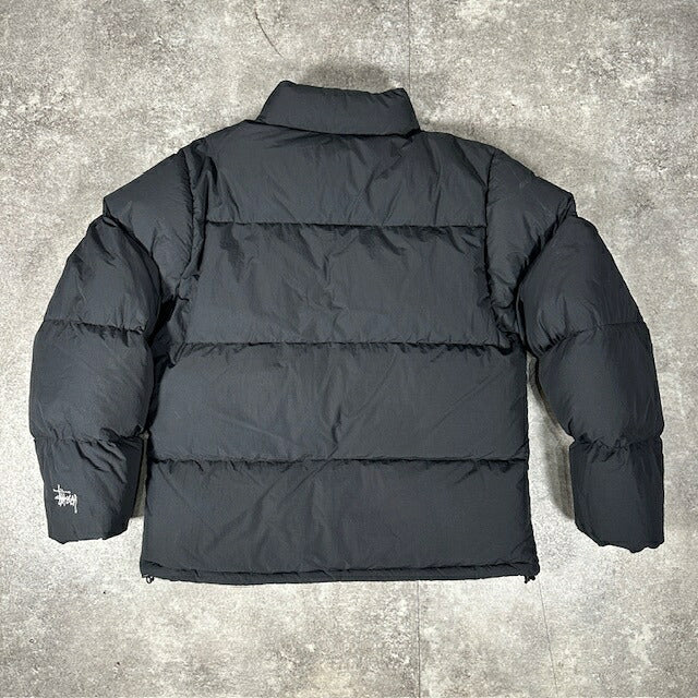 STUSSY Nylon Embroidered Logo Down Jacket Black Size S