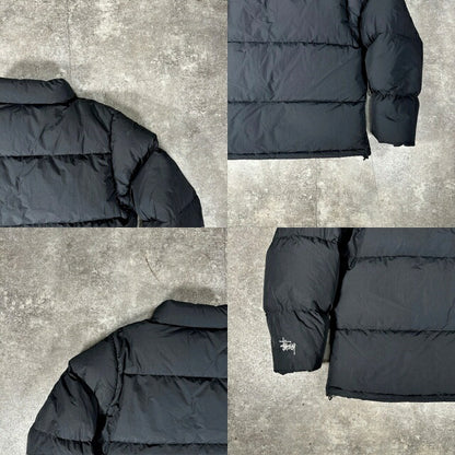 STUSSY Nylon Embroidered Logo Down Jacket Black Size S
